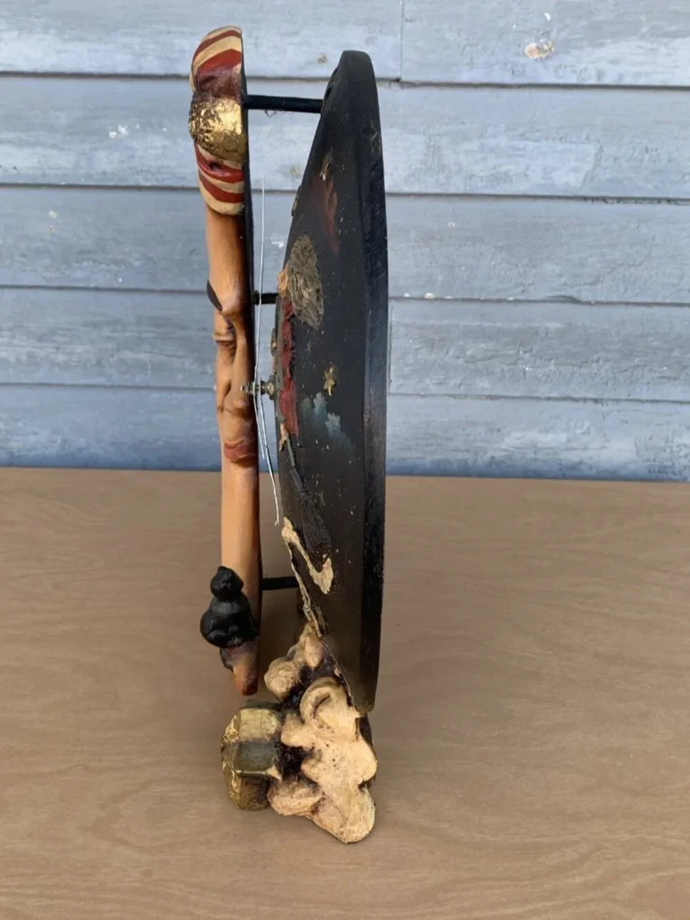 Celestial Clock Sleeping Crescent Moon and Stars 1990s Whimsical EUC Working